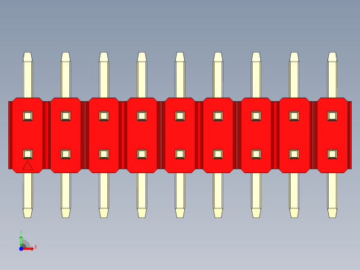彩色公排针 100mil 2.54mm 系列-DS1022_red_18p_100mil_TypeSMT_rev1.0前视缩略图