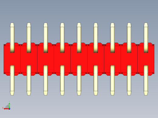 彩色公排针 100mil 2.54mm 系列-DS1022_red_18p_100mil_TypeSMT_rev1.0后视缩略图