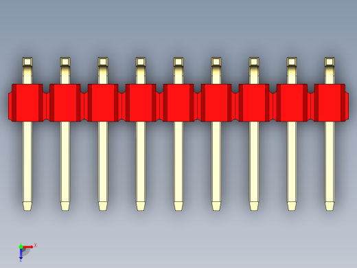 彩色公排针 100mil 2.54mm 系列-DS1022_red_18p_100mil_TypeSMT_rev1.0俯视缩略图