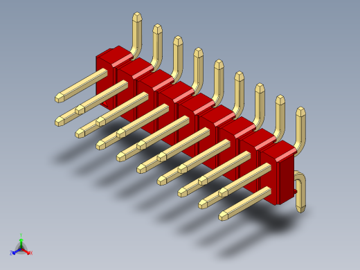 彩色公排针 100mil 2.54mm 系列-DS1022_red_18p_100mil_TypeSMT_rev1.0正等轴测缩略图