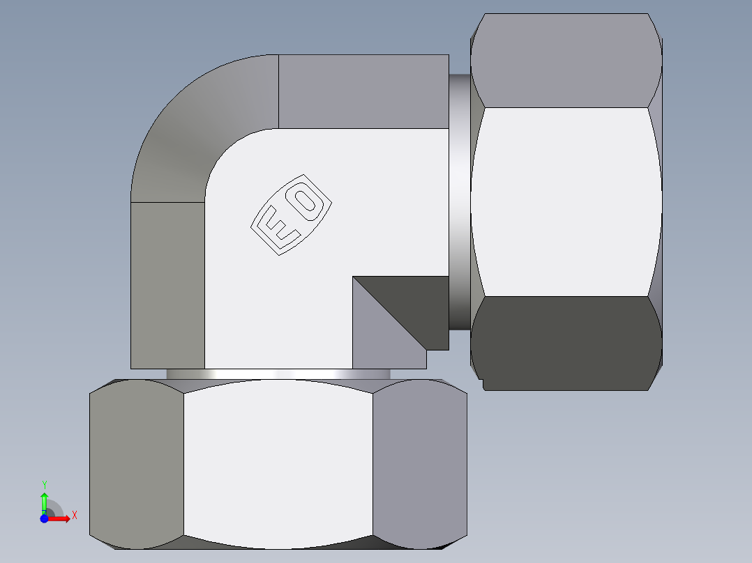 卡套式工业通用硬管接头EO_Swivel_nut_elbow_EW25S71前视图