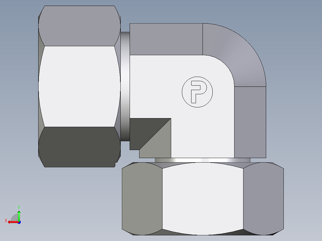 卡套式工业通用硬管接头EO_Swivel_nut_elbow_EW25S71后视图