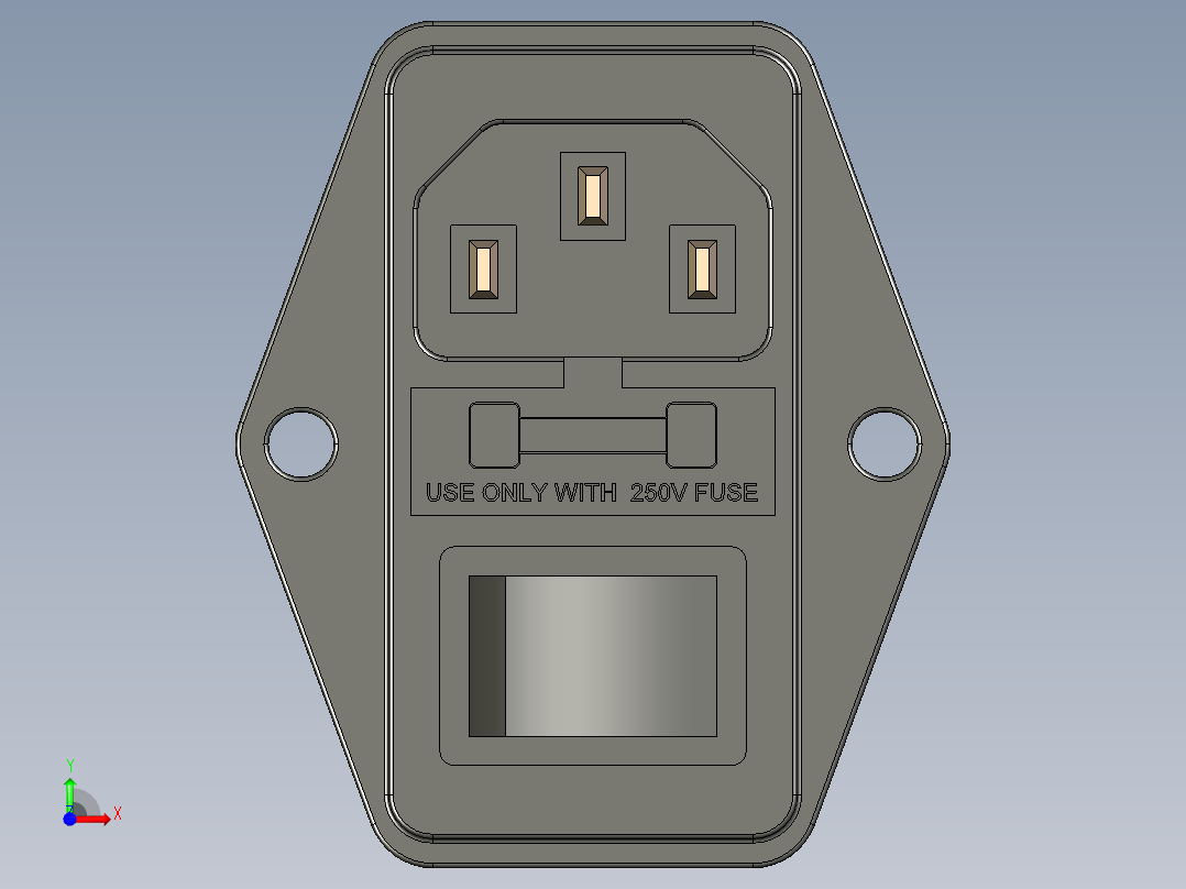 F6 LZ-14电源开关插座插头带保险丝前视图