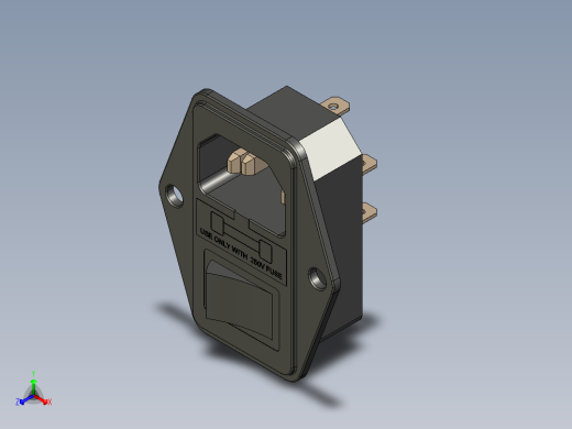 F6 LZ-14电源开关插座插头带保险丝正等轴测缩略图
