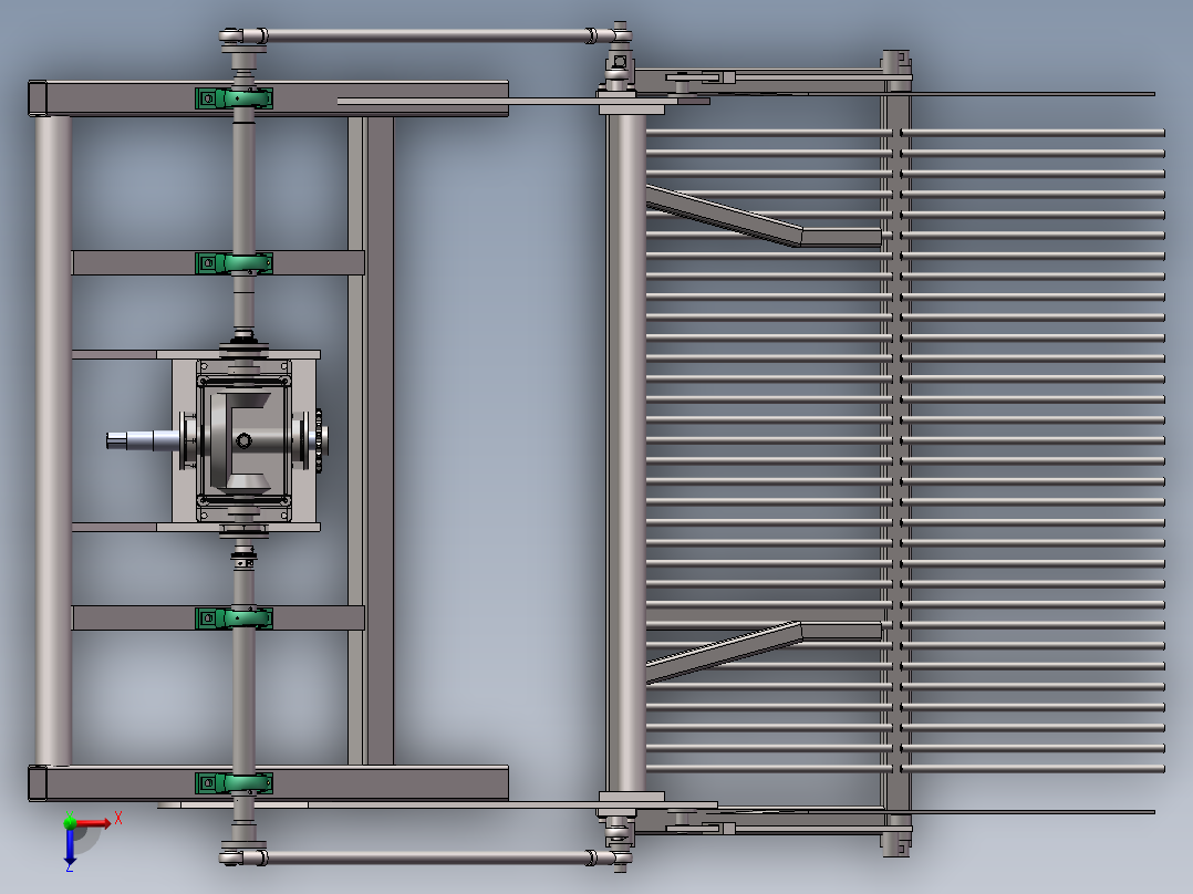 土豆收获机三维SolidWorks俯视图