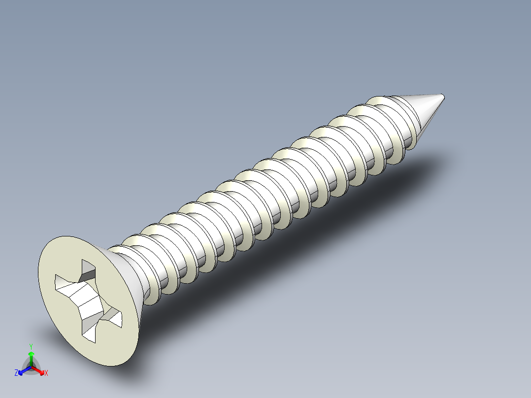 m3-13-to-40-沉头自攻螺丝-Screw M3 x 20 for Wood.STEP主视图