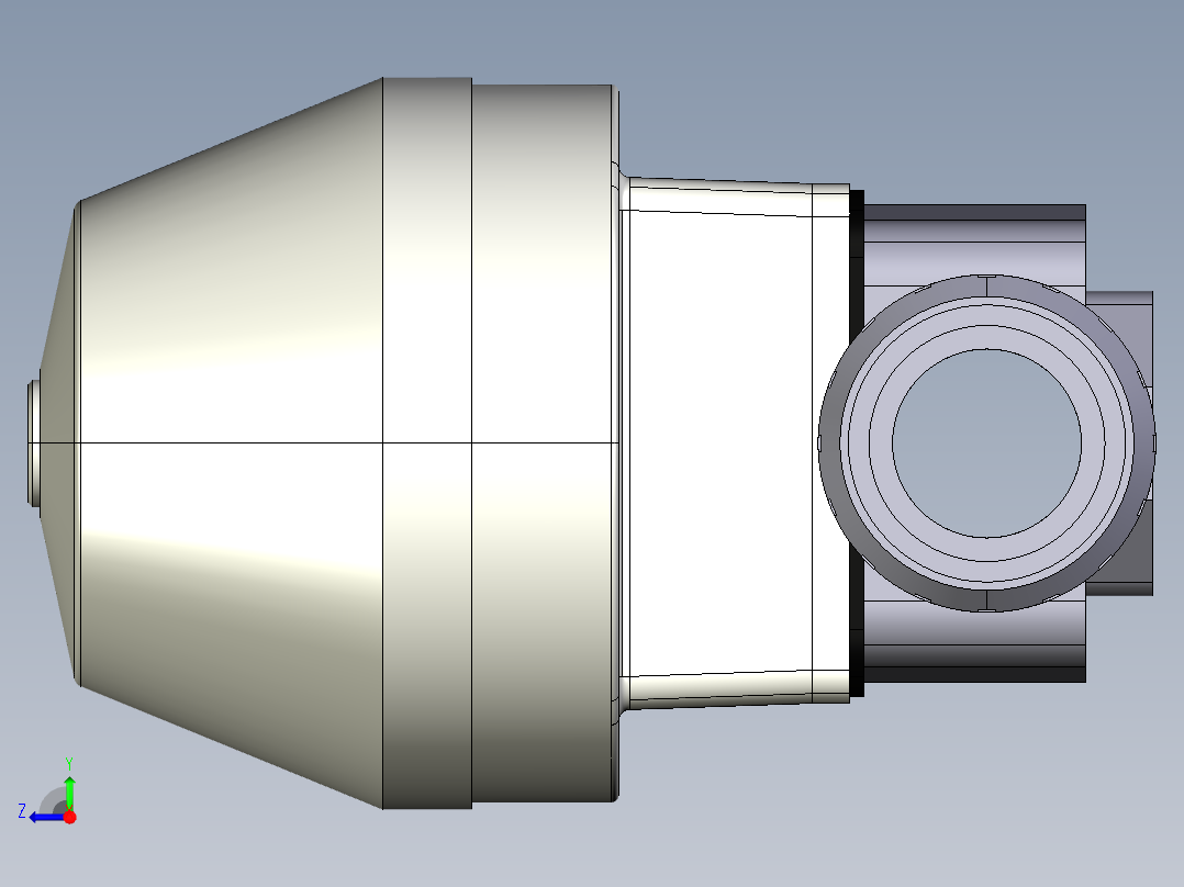 3DKMUIVCP NC 气动隔膜阀，常闭，女性联盟结束，公制系列PVC-U右视图