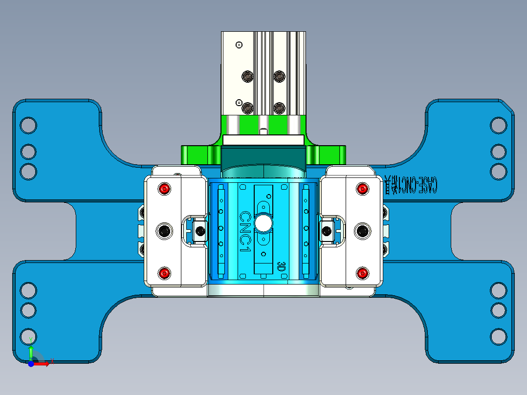 音响外壳CNC铣内腔治具模型前视图