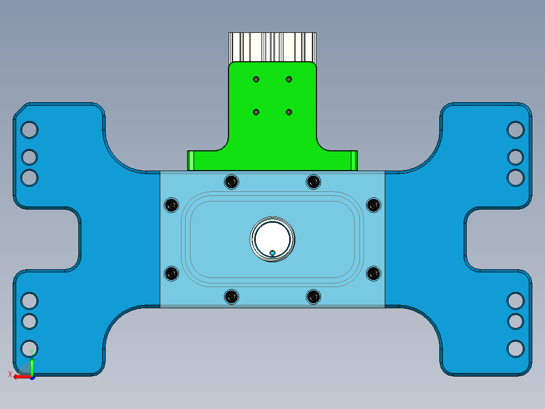 音响外壳CNC铣内腔治具模型后视图
