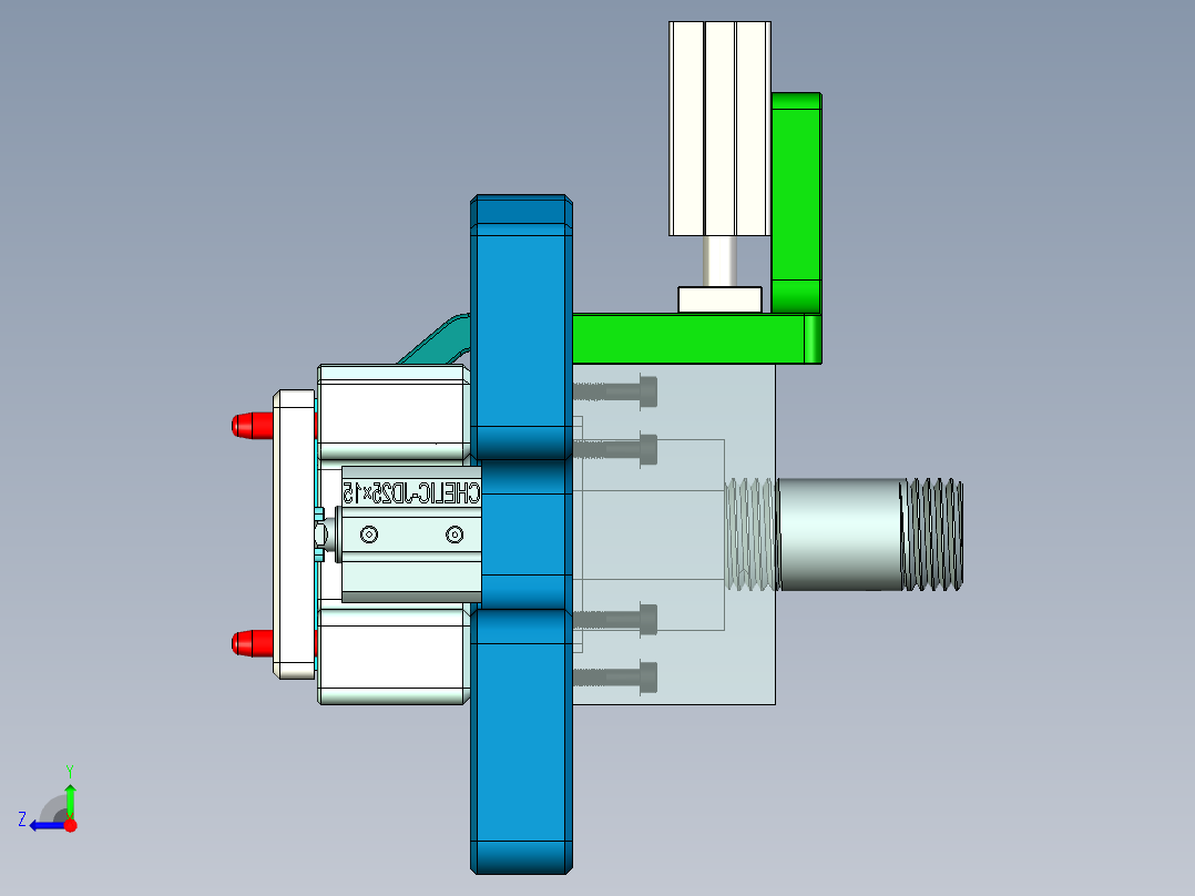 音响外壳CNC铣内腔治具模型右视图