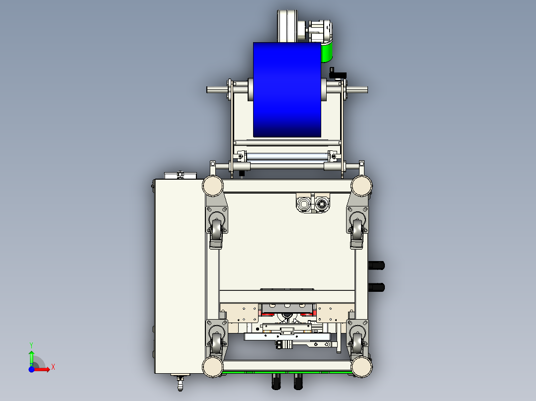 带加料器的 VFFS 机器设计前视图