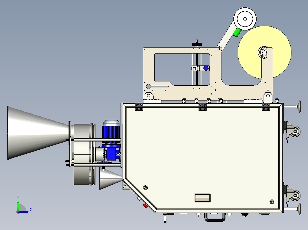 带加料器的 VFFS 机器设计左视图