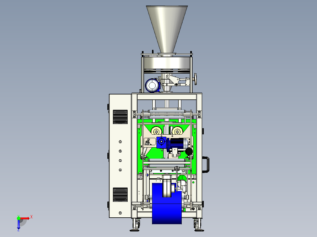 带加料器的 VFFS 机器设计俯视图