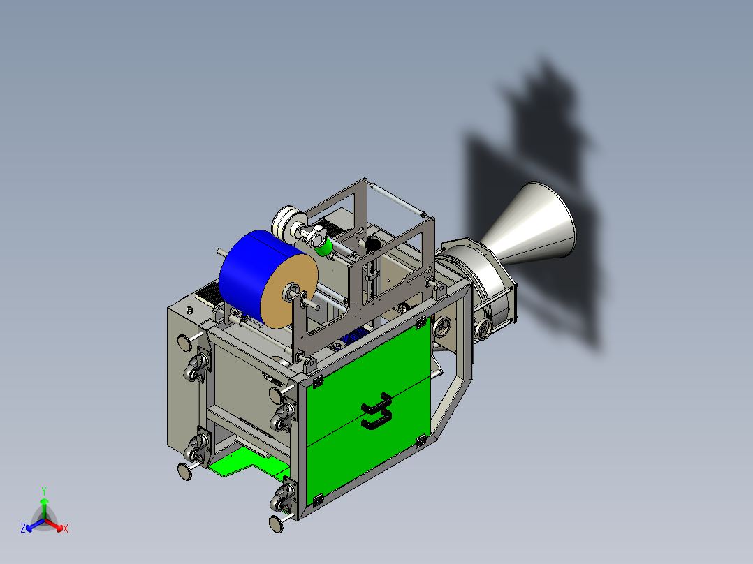 带加料器的 VFFS 机器设计正等轴测图