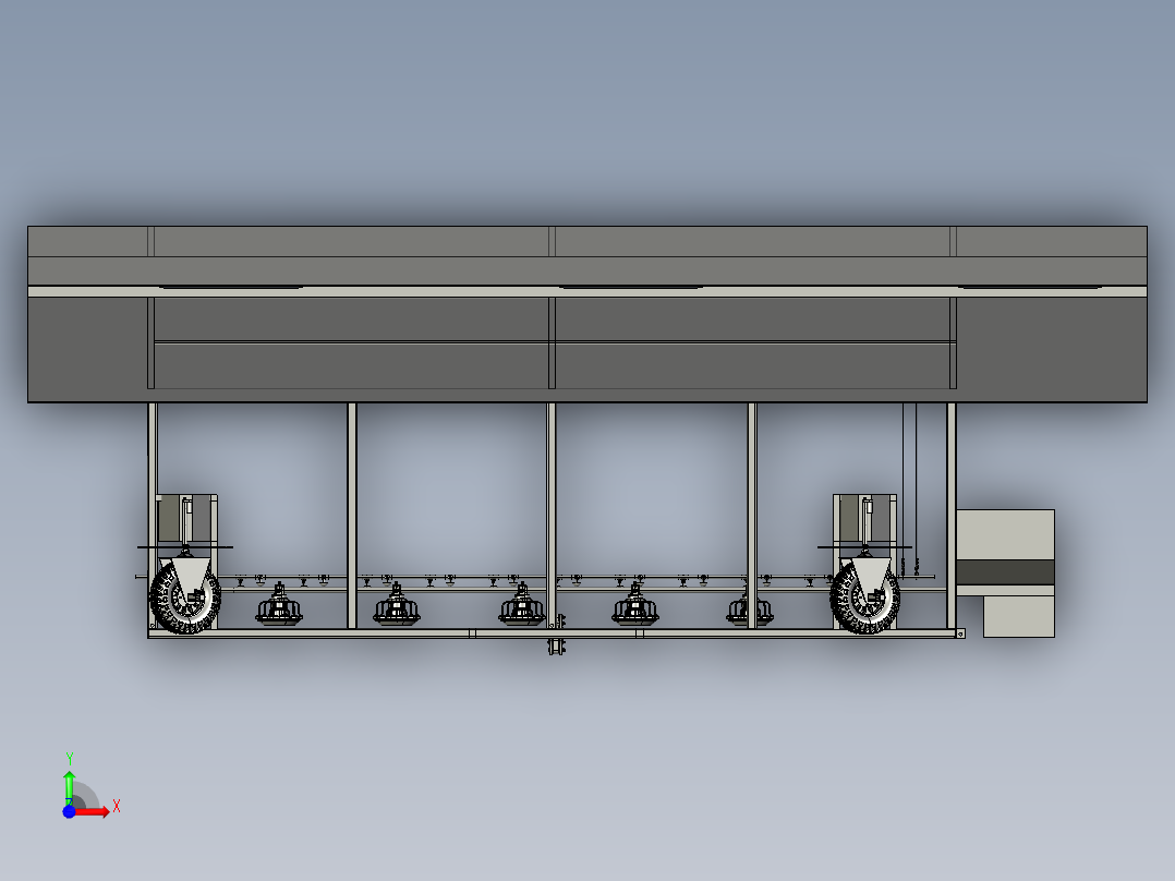 移动式家禽笼系统前视图