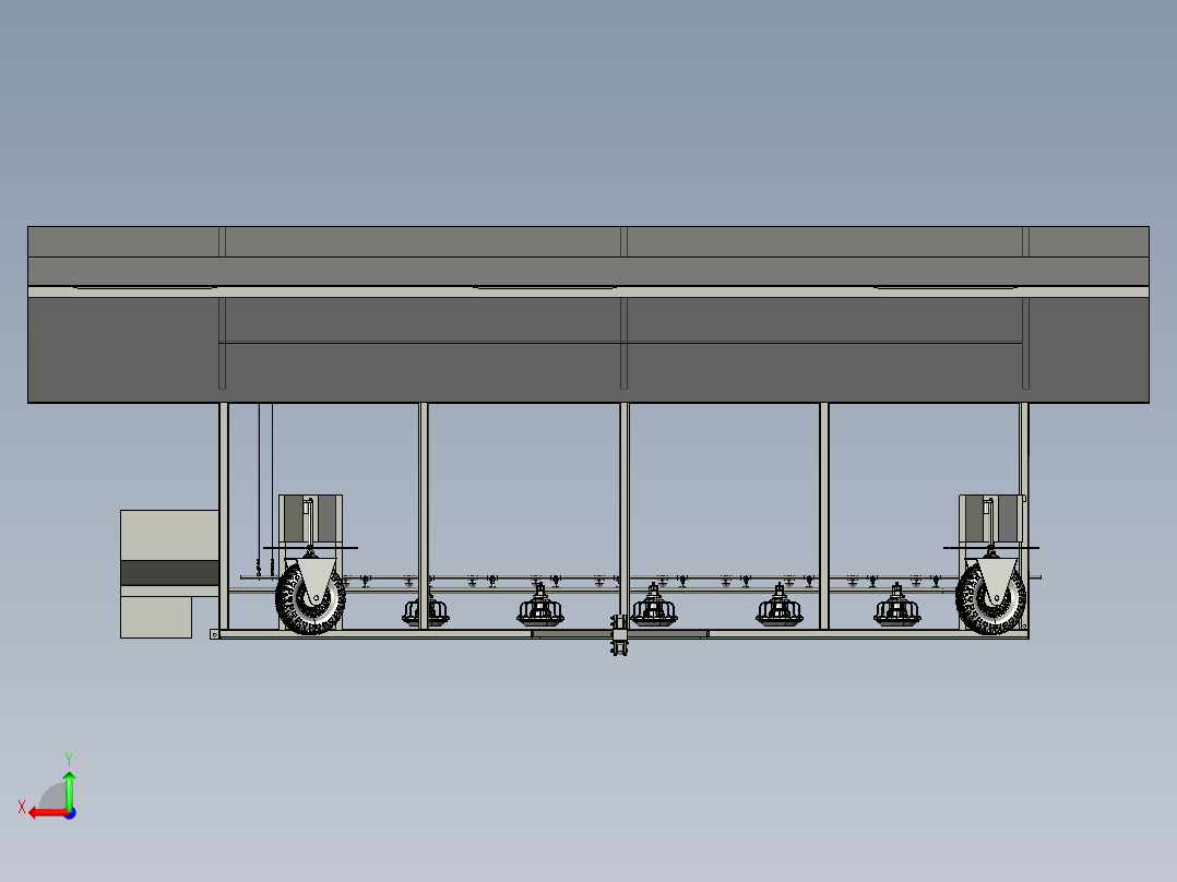 移动式家禽笼系统后视图
