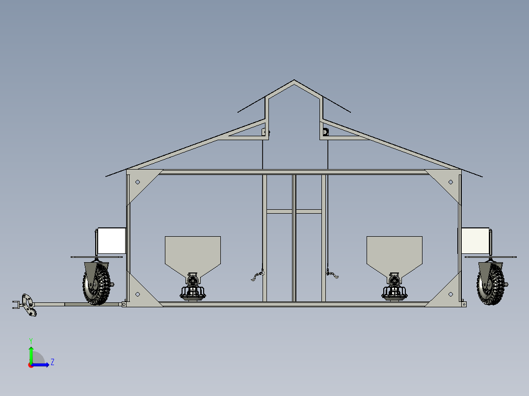 移动式家禽笼系统左视图