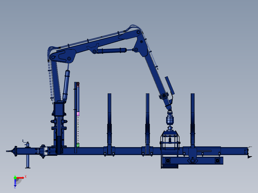 平衡轴山地简易集材拖车俯视图