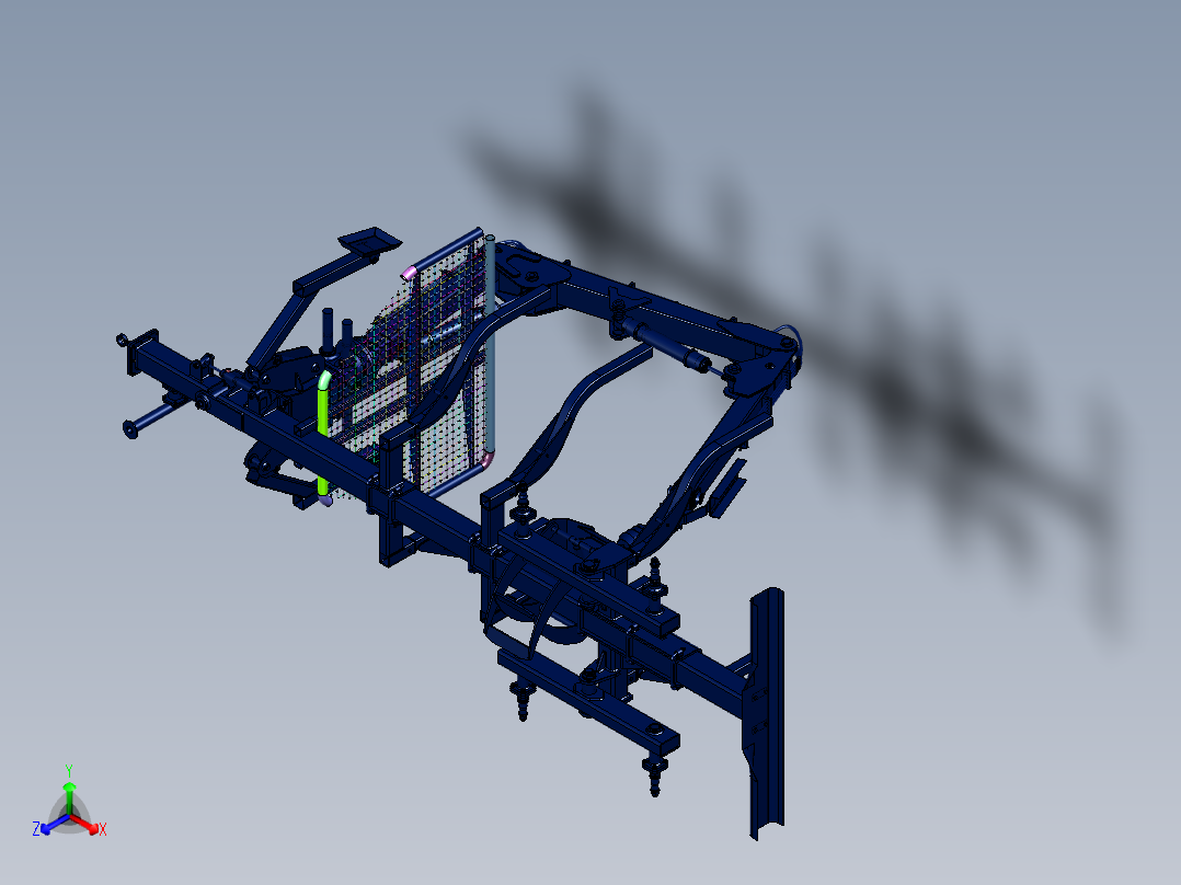 平衡轴山地简易集材拖车正等轴测图