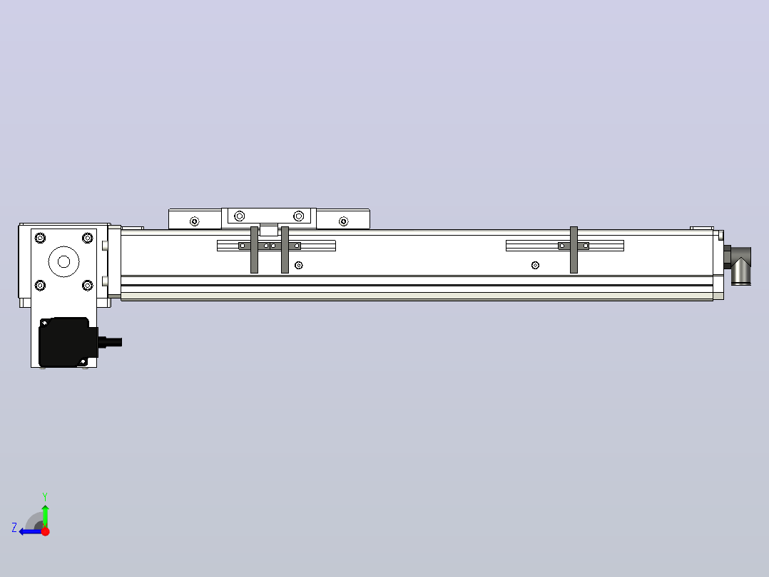 SCM10-250-LD滚珠花健、支撑座、滚珠丝杠、交叉导轨、直线模组右视图