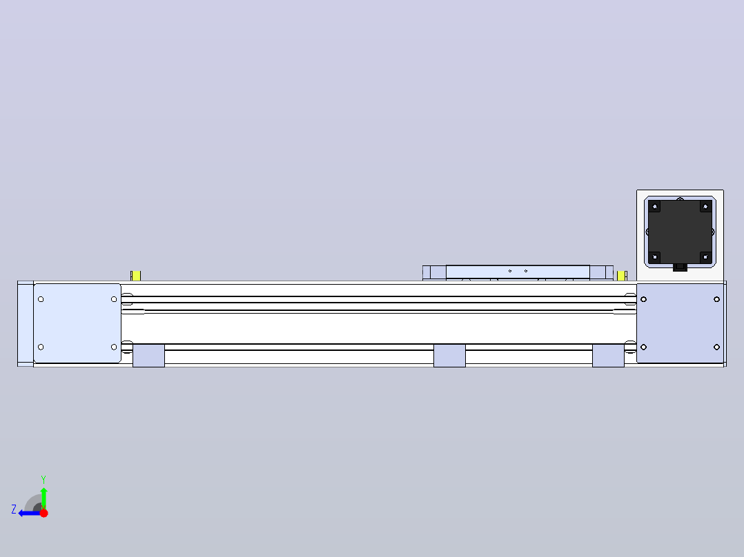 DMEB110-LUCR欧规同步带模组直线模组（电机左上折）[DMEB110-L13S350-DT750-C2U-LUCR]右视图