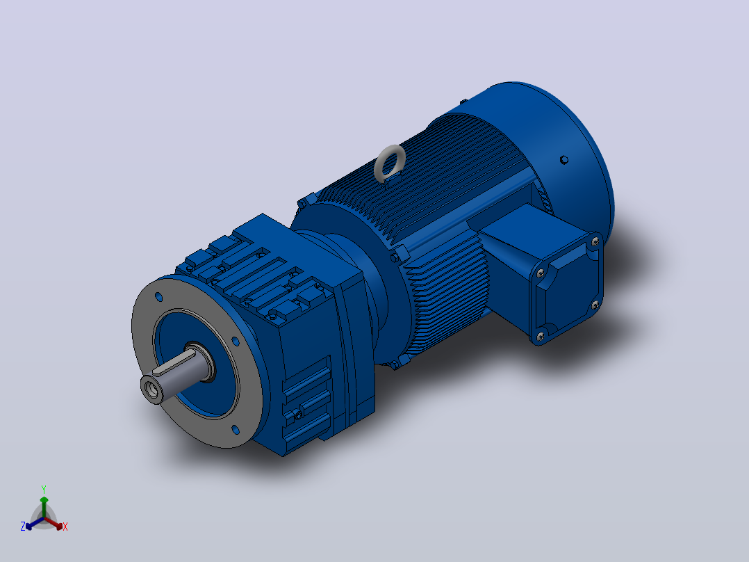 RF57法兰轴伸式安装斜齿轮减速机RF57-Y2.2-4P-100-M1-0°-Φ200正等轴测图