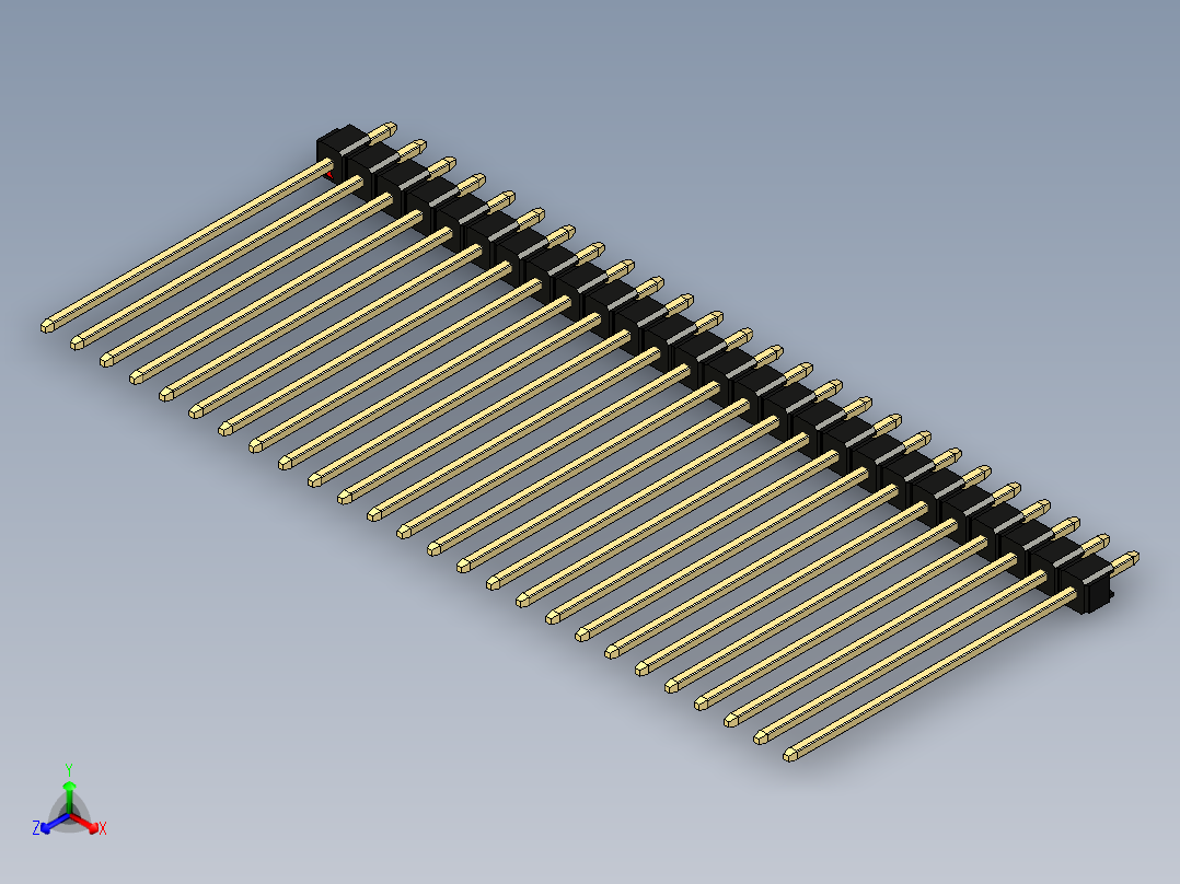彩色公头100mil（2.54mm）系列-DS1021_black_1x26p_100mil_Type43_rev1.0主视图