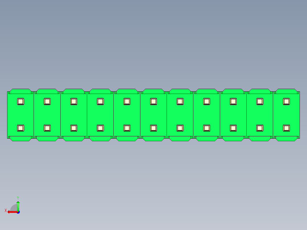 彩色公头100mil（2.54mm）系列-DS1021_green_2x11p_100mil_Type5_rev1.0后视图