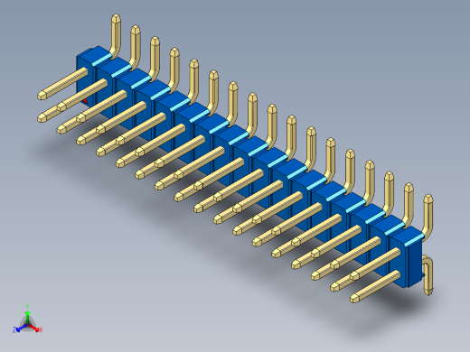 彩色公排针 100mil 2.54mm 系列-DS1022_blue_34p_100mil_TypeSMT_rev1.0正等轴测缩略图