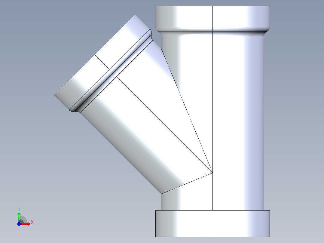 船舶管路系统S5_SeaDrainPLUS_45Wye-SxSxS_37E163004_4in Sea Drain Plus - 45 Wye - SxSxS前视图