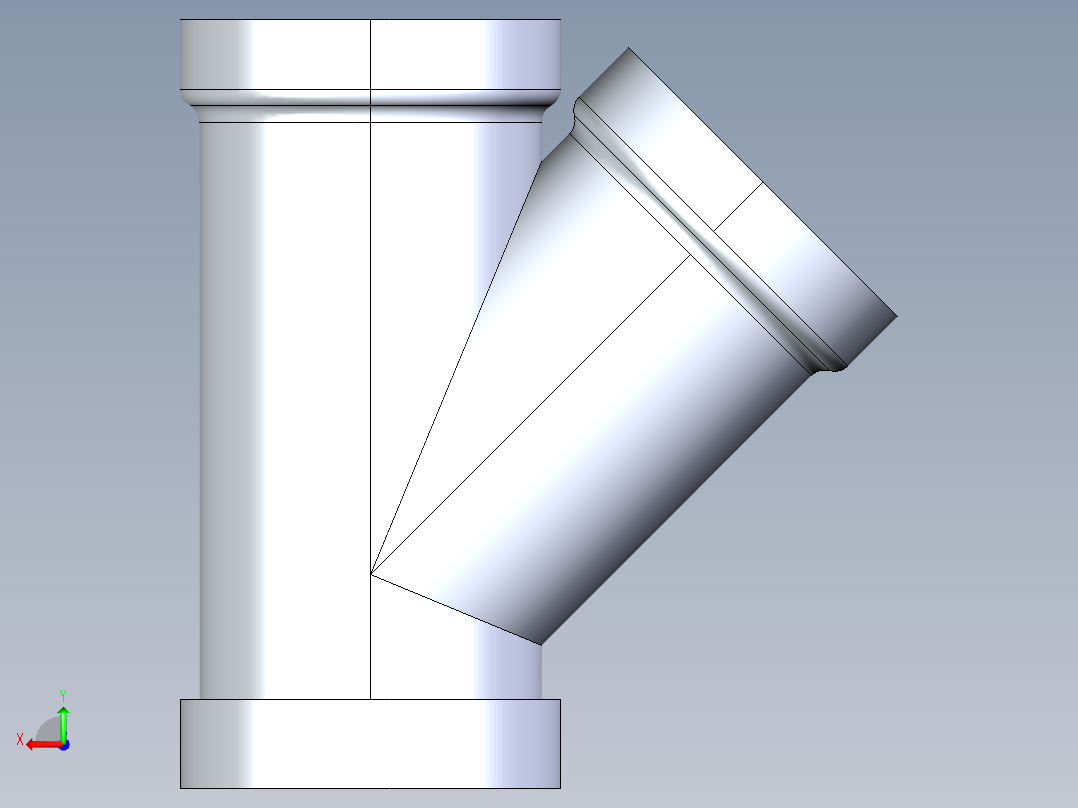 船舶管路系统S5_SeaDrainPLUS_45Wye-SxSxS_37E163004_4in Sea Drain Plus - 45 Wye - SxSxS后视图