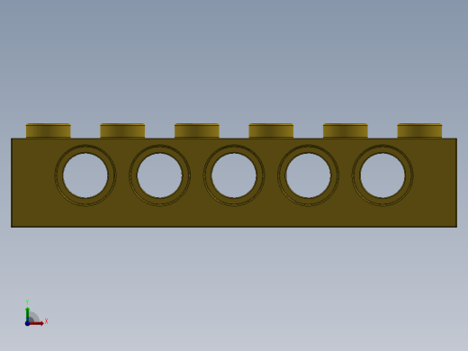 乐高机械组积木（横梁）-389424 Yellow Technic Brick 1 x 6 with Holes前视缩略图