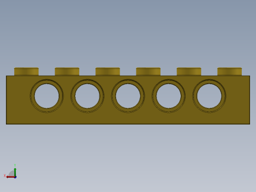 乐高机械组积木（横梁）-389424 Yellow Technic Brick 1 x 6 with Holes后视缩略图