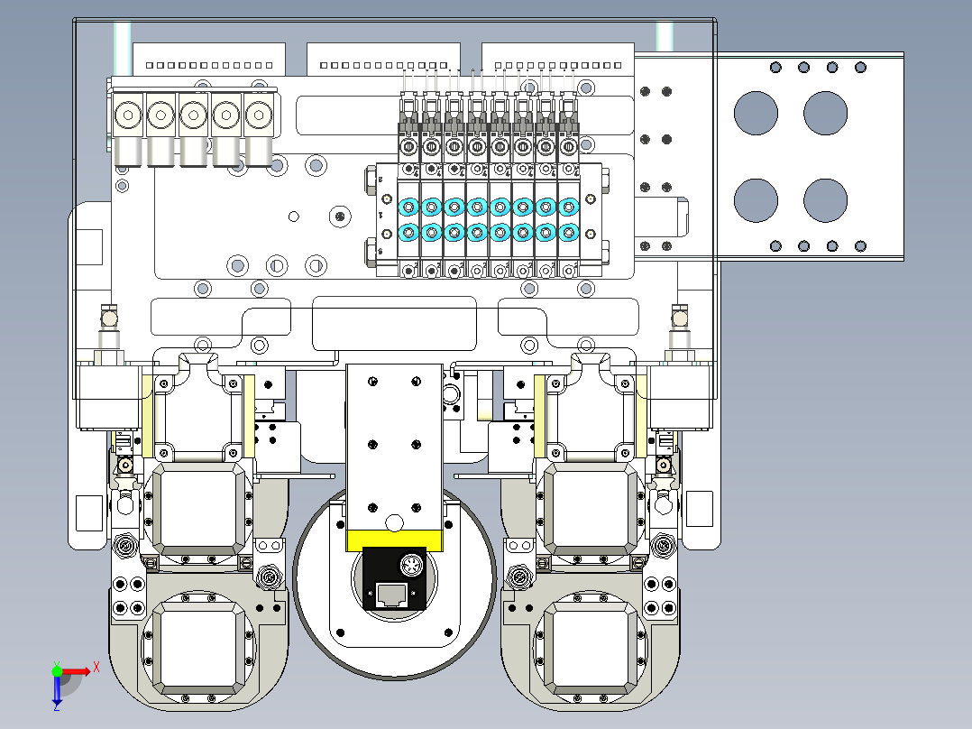 四轴吸头贴头俯视图