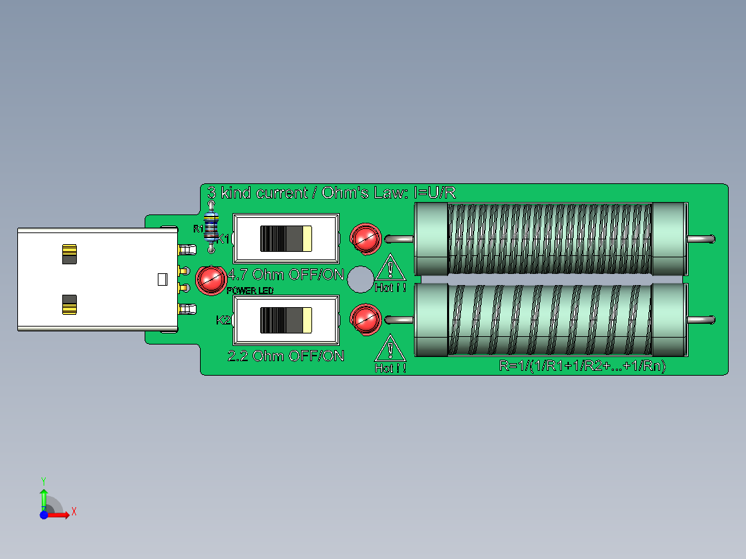 USB 放电负载电阻前视图