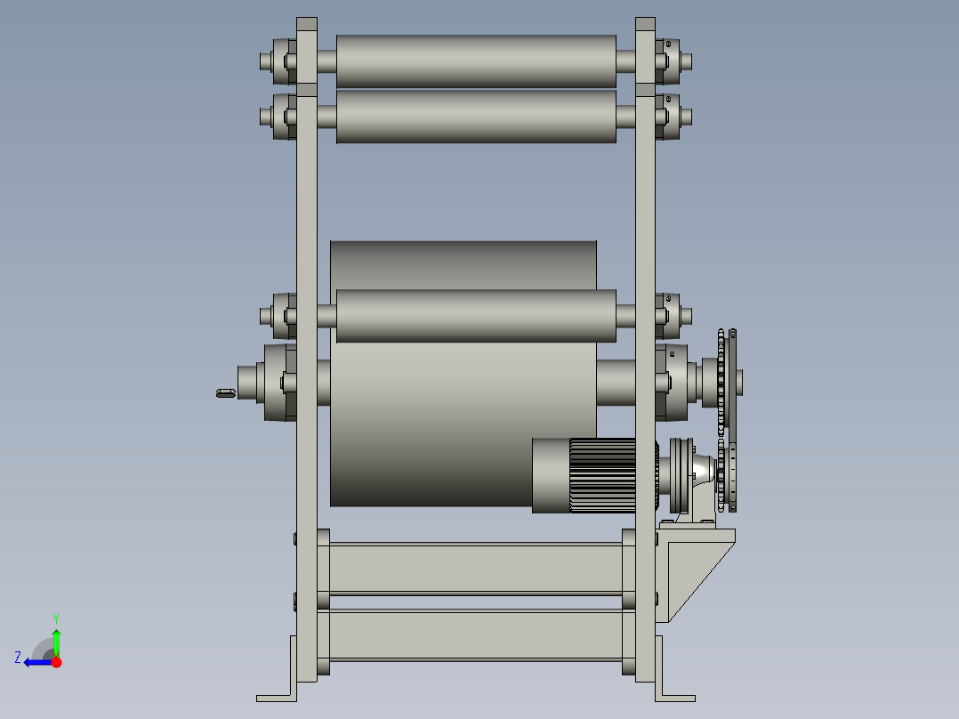 收纸卷筒的收卷设备右视图