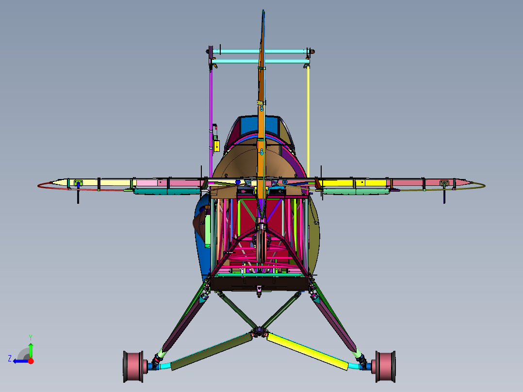 双翼教练机主体右视图
