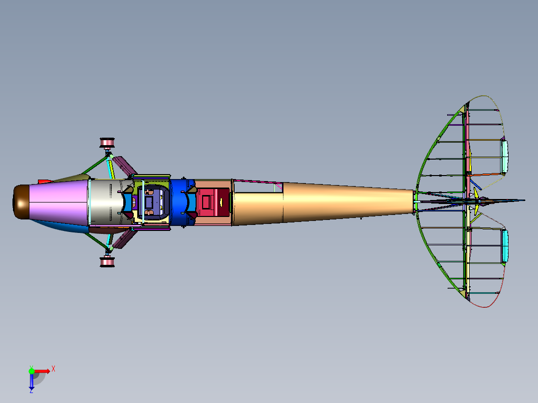 双翼教练机主体俯视图