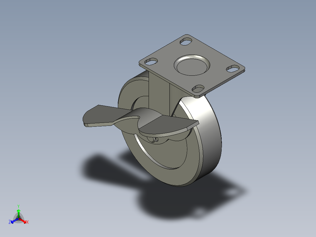 轻中载型(6080kg)万向侧轮刹型脚轮CAPC100-U主视图