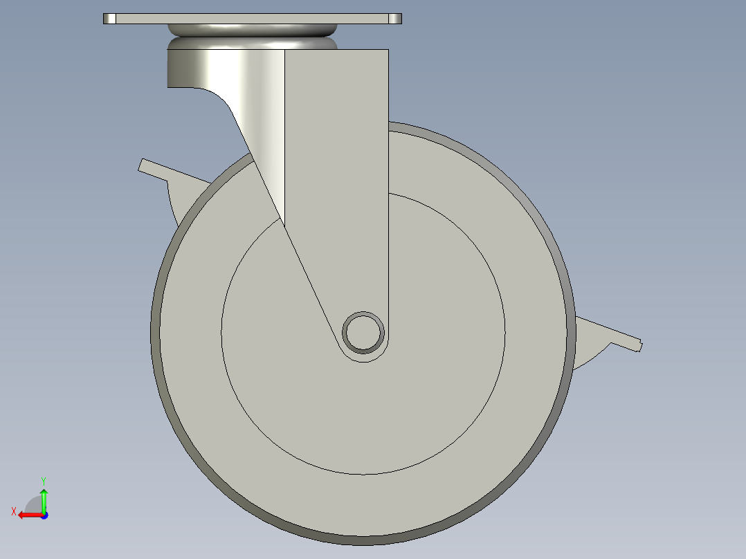 轻中载型(6080kg)万向侧轮刹型脚轮CAPC100-U后视图