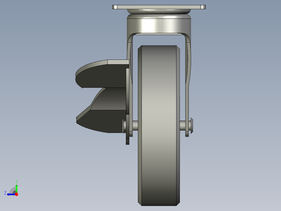 轻中载型(6080kg)万向侧轮刹型脚轮CAPC100-U右视图