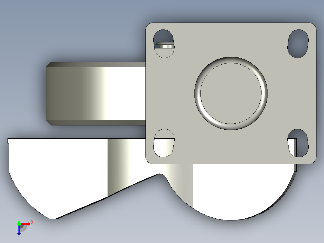 轻中载型(6080kg)万向侧轮刹型脚轮CAPC100-U俯视图