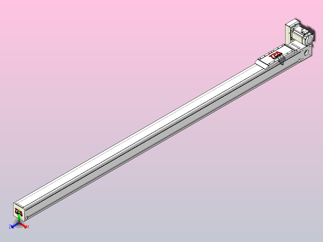 伺服电机集成皮带传动直线执行器TPA-OCB-100-192-L2050-RU-P75-N3主视图