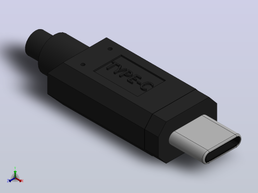 USB-C USB 3.1 C型公母扩展数据线+连接器正等轴测缩略图