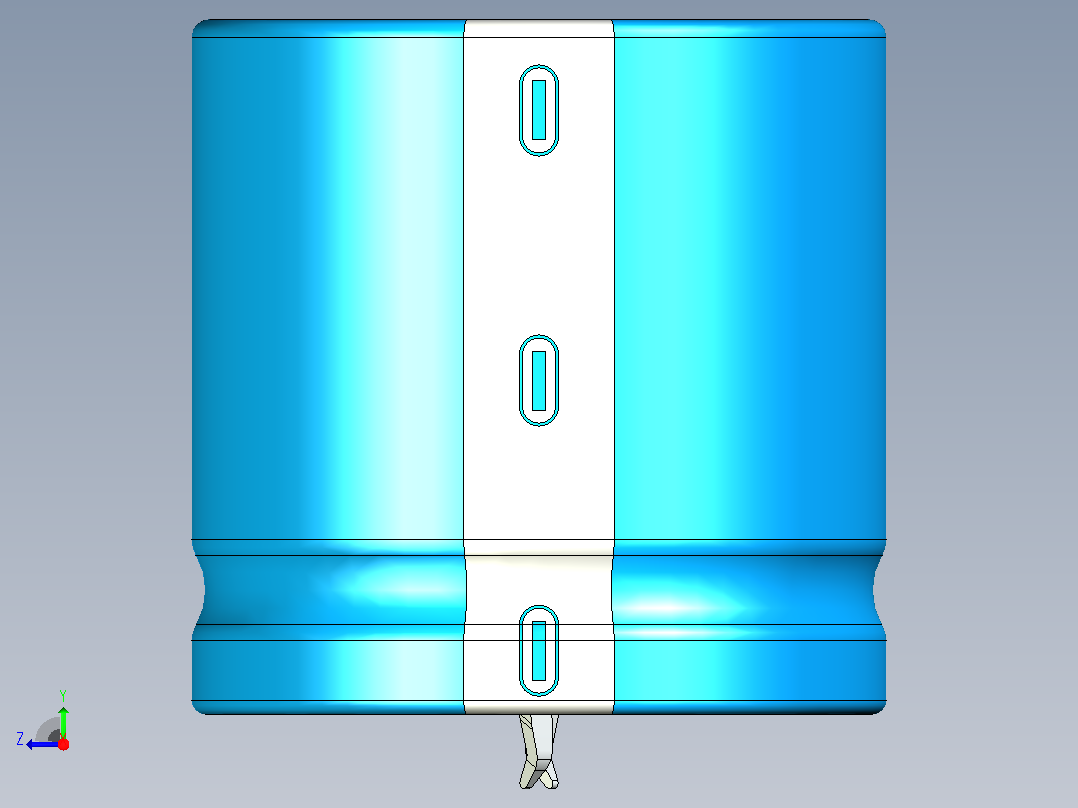 35 x35蓝白底片电解电容器右视图
