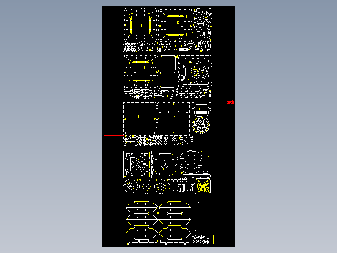 密码箱拼装玩具模型激光雕刻CAD图纸