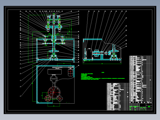 矿泉水灌装机cad图纸瓶盖输送及旋盖全套caxa图纸