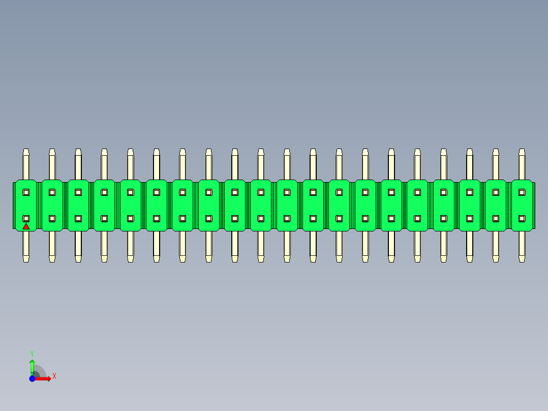 彩色公排针 100mil 2.54mm 系列-DS1022_green_40p_100mil_TypeSMT_rev1.0前视图