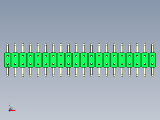 彩色公排针 100mil 2.54mm 系列-DS1022_green_40p_100mil_TypeSMT_rev1.0前视缩略图