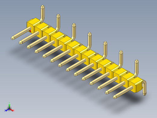 彩色公排针 100mil 2.54mm 系列-DS1022_yellow_14p_100mil_Type_SMT_R1_rev1.0正等轴测缩略图